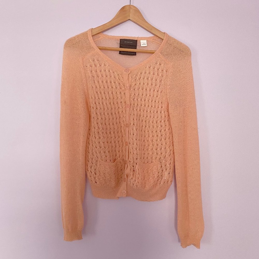 Anthropologie Peach Knit Cardigan Size M